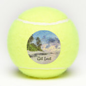 Tropical Island Beach Sonnenuntergang verlieren Tennisbälle (Rückseite)