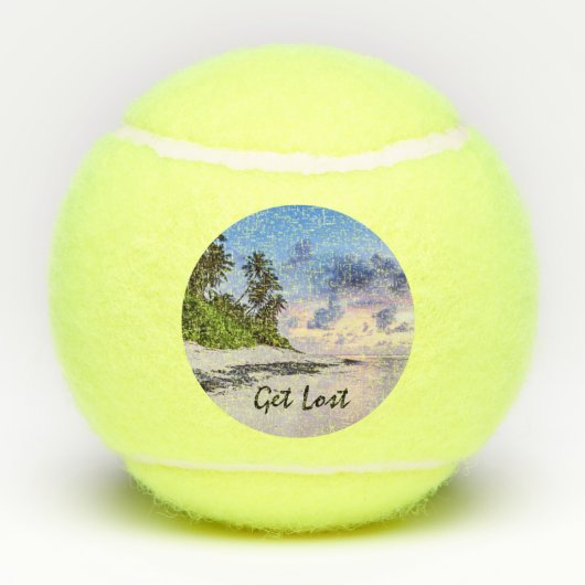 Tropical Island Beach Sonnenuntergang verlieren Tennisbälle (Rückseite)
