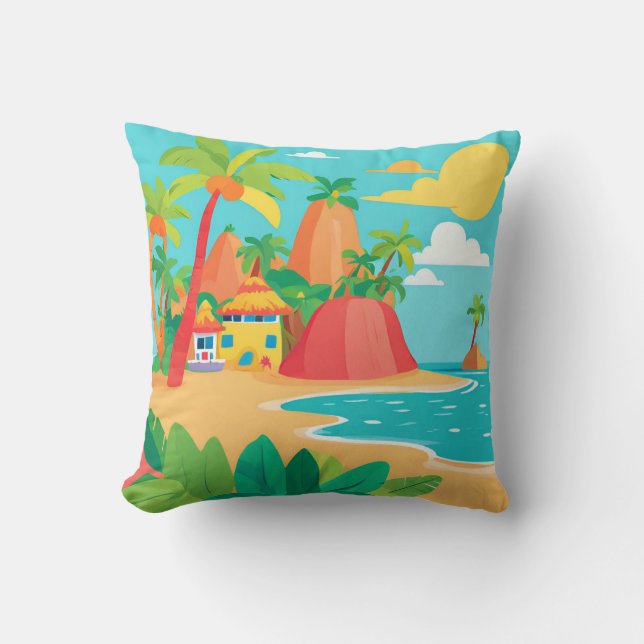 Tropical Island Beach Throw Kissen (Vorderseite)