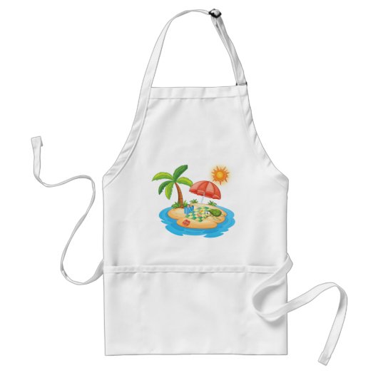 Tropical Island Beach Turtle Palm Tree Picnic Schürze (Vorne)