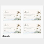 Tropical Island Beach Wedding Willkommensbeutel Rechteckiger Aufkleber (Blatt)