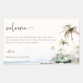 Tropical Island Beach Wedding Willkommensbeutel Rechteckiger Aufkleber (Vorderseite)