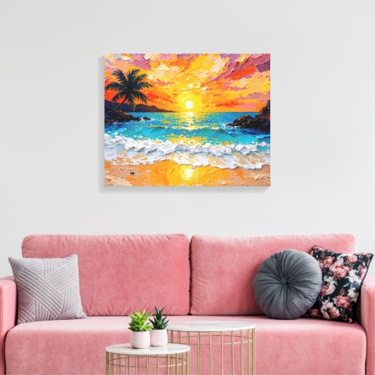 Tropical Island Beach Wrapped Canvas | Küstenoce Leinwanddruck (Insitu (Wohnzimmer))