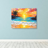 Tropical Island Beach Wrapped Canvas | Küstenoce Leinwanddruck (Insitu (Holzboden))