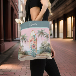 Tropical Island Blume Surfboard Palm Tree Name Tasche