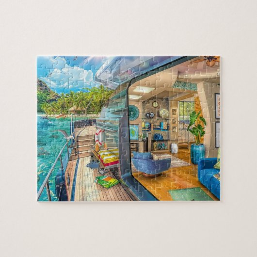 Tropical Island Boat Jigsaw Puzzle (Horizontal)