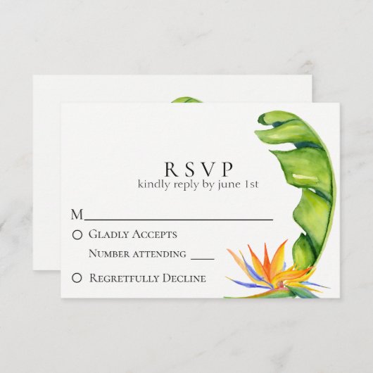 Tropical Island Botanical Wedding RSVP (Vorne/Hinten)