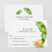 Tropical Island Botanical Wedding RSVP Karte (Vorne/Hinten)