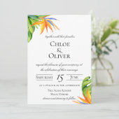 Tropical Island Botanische Hochzeitsreise Einladung (Stehend Vorderseite)