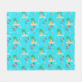 Tropical Island Christmas Hunde Fleece Blanket