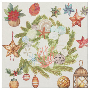 Tropical Island Coastal Weihnachten Stoff