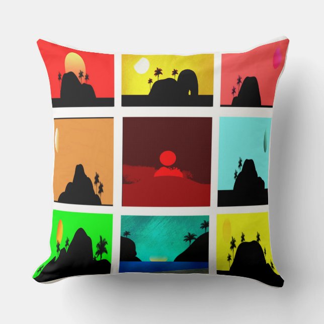 Tropical Island Collage Kissen (Vorderseite)