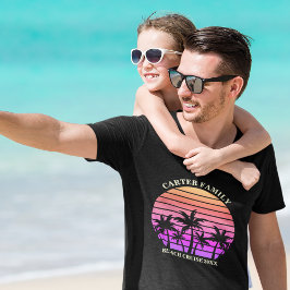 Tropical Island Family Beach Trip Custom Palm Tree T-Shirt