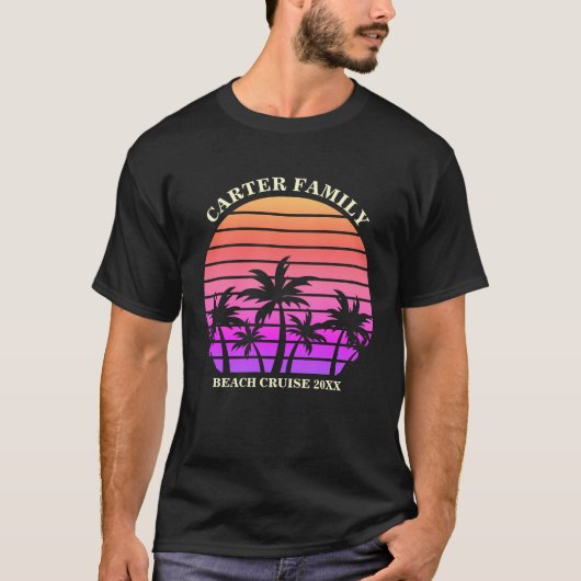 Tropical Island Family Beach Trip Custom Palm Tree T-Shirt (Vorderseite)