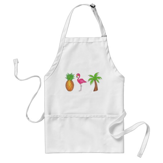 Tropical Island Flamingo Palm Tree Ananas Strand Schürze (Vorne)
