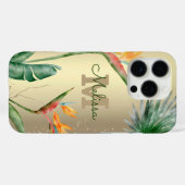 Tropical Island Floral Monogram Script Gold Foil Case-Mate iPhone Hülle (Rückseite (Horizontal))