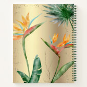 Tropical Island Floral Monogram Script Gold Foil Notizblock (Rückseite)