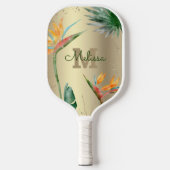 Tropical Island Floral Monogram Script Gold Foil Pickleball Schläger (Vorderseite)