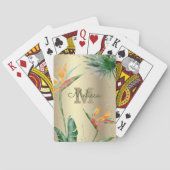 Tropical Island Floral Monogram Script Gold Foil Spielkarten (Rückseite)