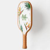 Tropical Island Floral Monogram Script White Gold Pickleball Schläger (Links)