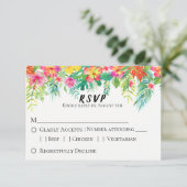 Tropical Island Floral Wedding RSVP (Stehend Vorderseite)