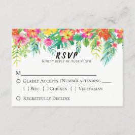 Tropical Island Floral Wedding RSVP Karte