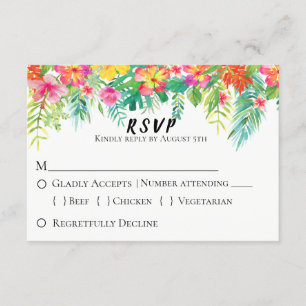 Tropical Island Floral Wedding RSVP Karte