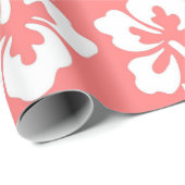 Tropical Island Hawaiian Hibiskus Blume Coral Geschenkpapier (Rolleneckpunkt)