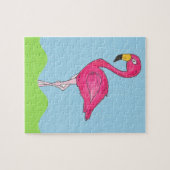 Tropical Island Hot Pink Flamingo Bird Animal Puzzle (Horizontal)