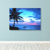 Tropical Island Hübsch Pink Blue Sunset Landschaft Leinwanddruck (Insitu (Holzboden))