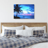 Tropical Island Hübsch Pink Blue Sunset Landschaft