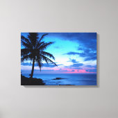 Tropical Island Hübsch Pink Blue Sunset Landschaft Leinwanddruck (Vorderseite)
