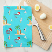 Tropical Island Hunde Weihnachtsküche Handtuch (Viertel Falte)
