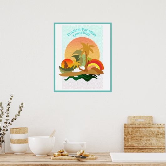 Tropical Island Illustration Poster (Küche)