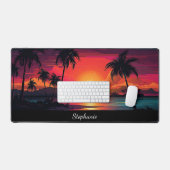 Tropical Island Neon Sunset Schreibtischunterlage (Tastatur & Maus)