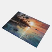 Tropical Island Ocean Beach Scene Initialen Fußmatte (Schrägansicht)