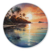 Tropical Island Ocean Beach Sunset Keramikknauf (Vorderseite)