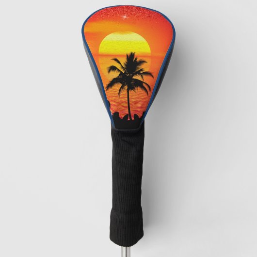 Tropical Island Ocean Sunset Palm Tree Beach Golf Headcover (Vorderseite)