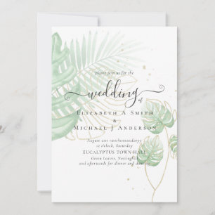 Tropical Island Palm Blätter Beach Wedding Einladung