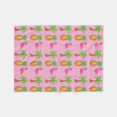 Tropical Island Palm Tree Ananas Pink Flamingo Fleecedecke (Vorderseite (Horizontal))