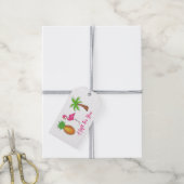 Tropical Island Palm Tree Ananas Pink Flamingo Geschenkanhänger (Mit Garn)