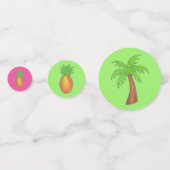 Tropical Island Palm Tree Ananas Pink Flamingo Konfetti (Vorderseiten)
