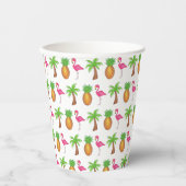 Tropical Island Palm Tree Ananas Pink Flamingo Pappbecher (Vorderseite)