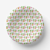 Tropical Island Palm Tree Ananas Pink Flamingo Pappteller (Vorderseite)