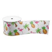 Tropical Island Palm Tree Ananas Pink Flamingo Satinband (Spule)