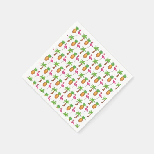 Tropical Island Palm Tree Ananas Pink Flamingo Serviette (Ecke)