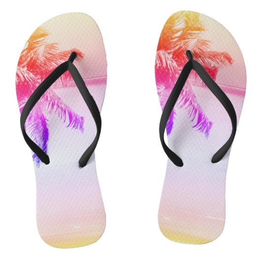 Tropical Island Palm Tree Retro Beach Badesandalen (Fußbett)