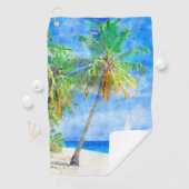 Tropical Island Palm Tree Sailboat Golfhandtuch (Insitu)