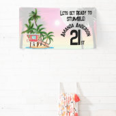 Tropical Island Palm Tree Sonnenuntergang Einladun Banner (InSitu)