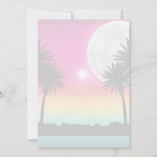 Tropical Island Palm Tree Sonnenuntergang Einladun Einladung (Rückseite)